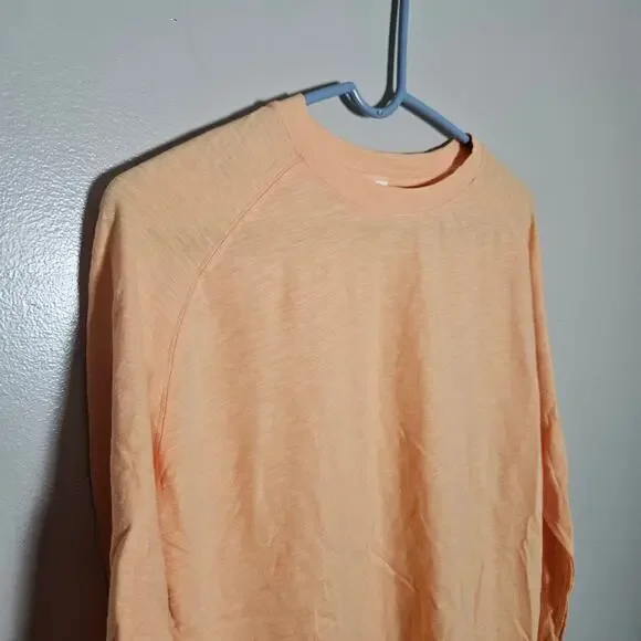 NWOT Zella Pale Orange Long Sleeve Cotton T Shirt Sz Small Flawed - Picture 3 of 11